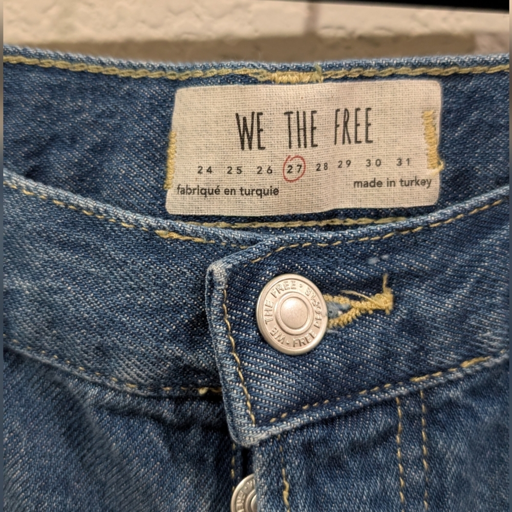 We The Free Mid Rise Straight Leg Distressed Jeans In Sequoia Blue - Picture 3 of 8